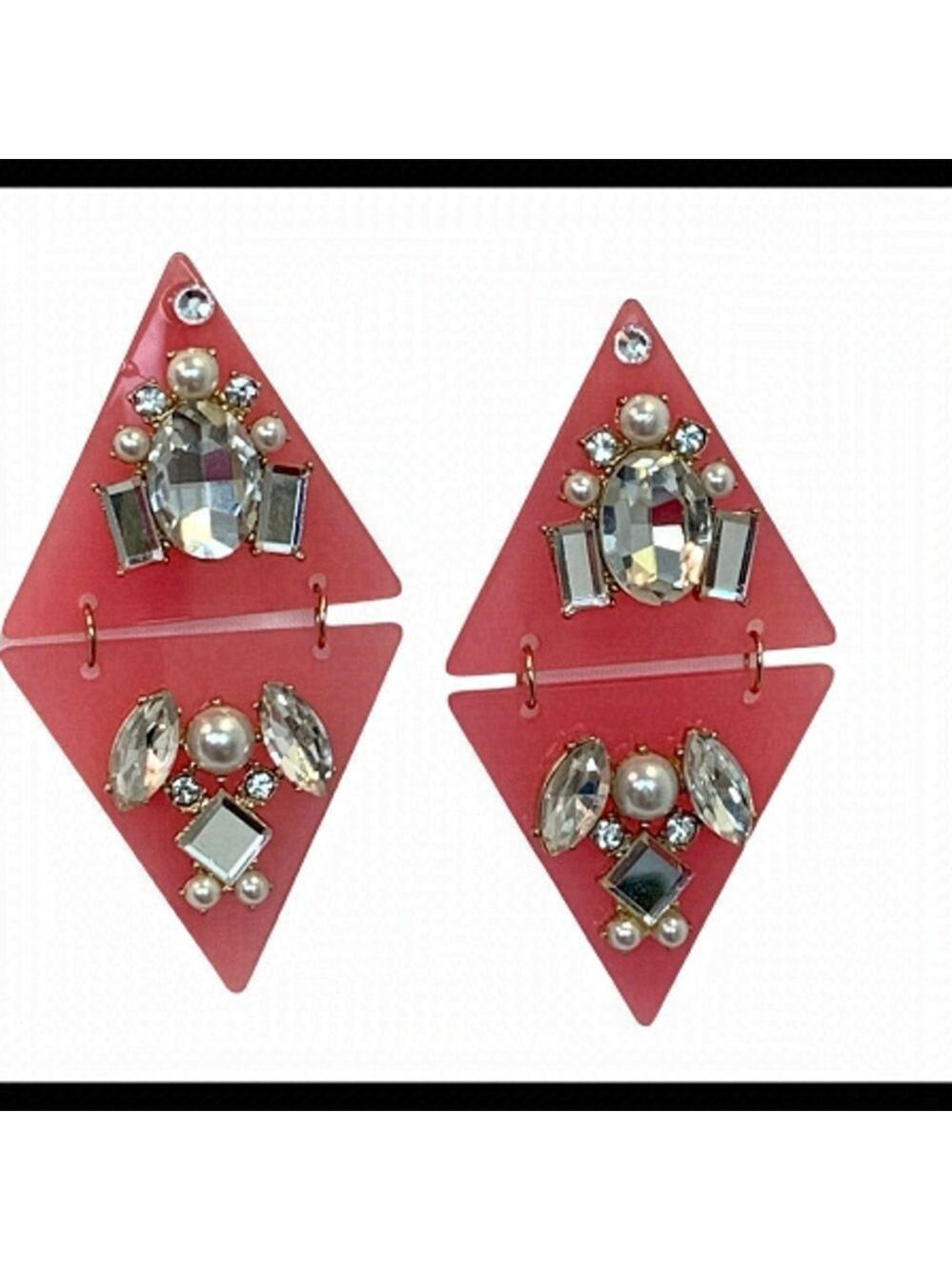BEBE Pink triangle rhinestone Embellished earring